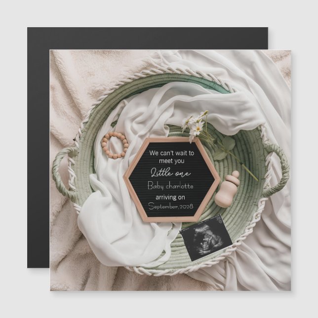 Carte Magnétique Simple soft Neutral Pregnancy Announcement gift (Devant / Derrière)
