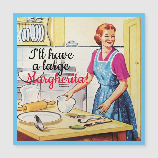 Carte Magnétique Slogans de cuisine d'une femme non-cuisine dans le (Devant)