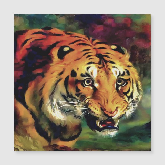Carte Magnétique Snarling Tiger Portrait Artistique (Devant)