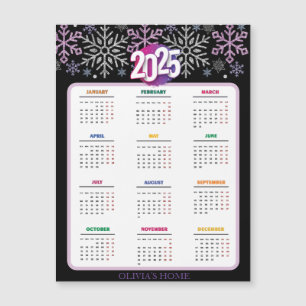 Carte Magnétique Snowflake Noël Purple Silver Calendriers