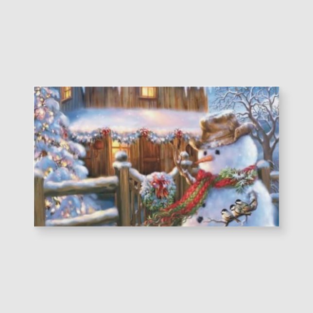 Carte Magnétique Snowman de Noël avec Aimant aux oiseaux (Devant)