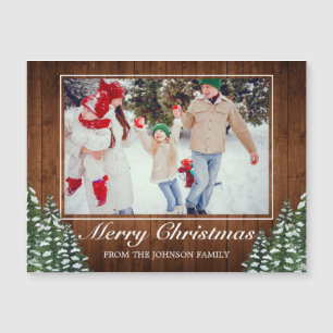 Carte Magnétique Snowy Wood & Forest Photo Joyeux voeux de Noël
