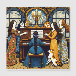 Carte Magnétique Soirée de sécession viennoise avec Chats, Hannukah