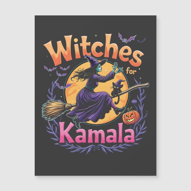 Carte Magnétique Sorcières pour Kamala Dame Chat sans Enfants Hallo (Devant)