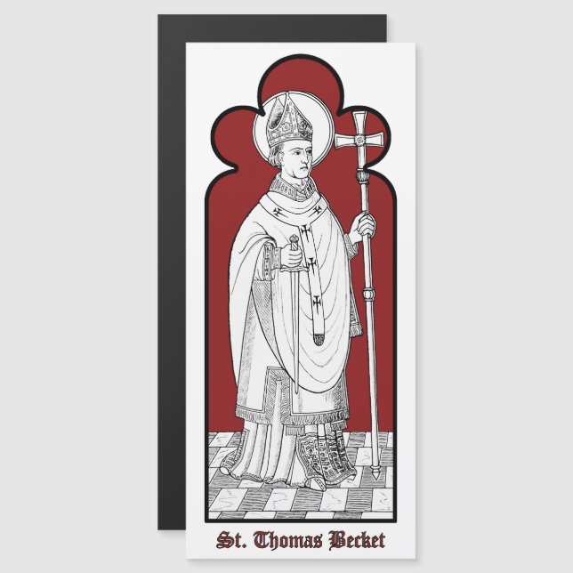 Carte Magnétique St. Thomas Becket tenant une épée (M 033) (Devant / Derrière)