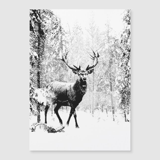 Carte Magnétique Stade Deer Forêt d'hiver Faune Animal Nature Art (Devant)