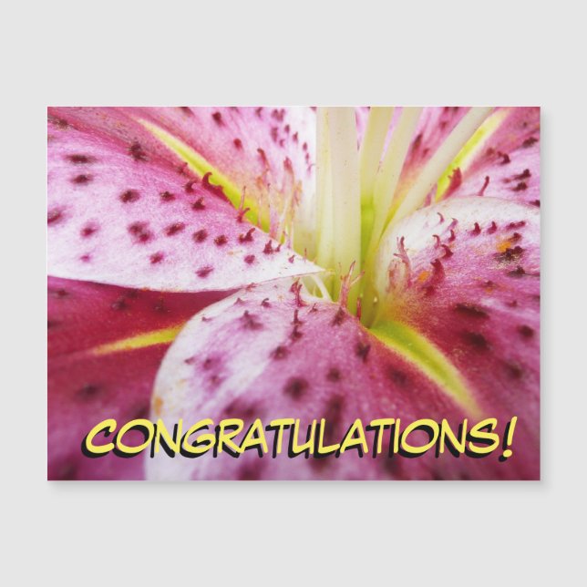 Carte Magnétique Stargazer Lily brillant Magenta Floral (Devant)