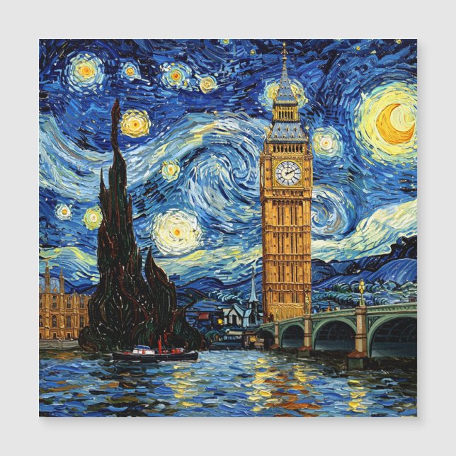 Carte Magnétique Starry Night Big Ben London England (Devant)
