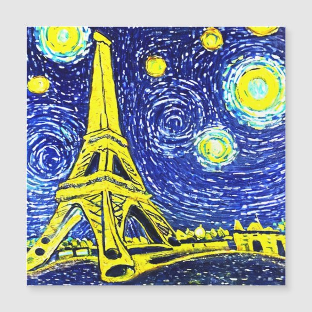 Carte Magnétique Starry Night Paris France (Devant)
