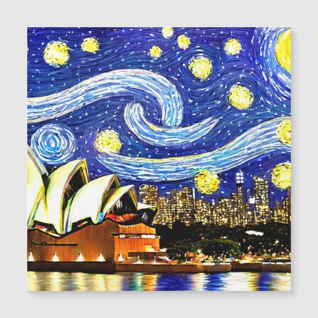 Carte Magnétique Starry Night Sydney Australie Opéra (Devant)