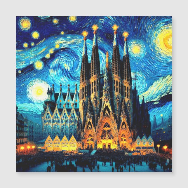 Carte Magnétique Starry Sagrada Familia Barcelona (Devant)