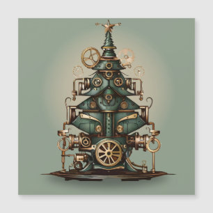 Carte Magnétique Steampunk Arbre de Noël Style rétro Vintage