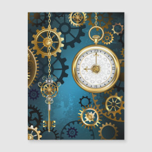 Carte Magnétique Steampunk Arrière - plan turquoise avec Gears