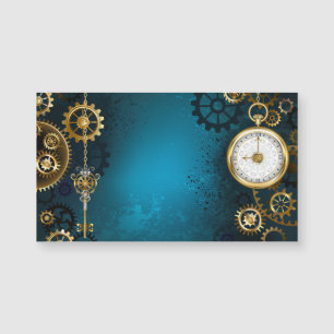 Carte Magnétique Steampunk Arrière - plan turquoise avec Gears