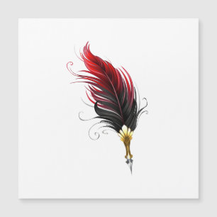 Carte Magnétique Stylo rouge en plumes avec nib or