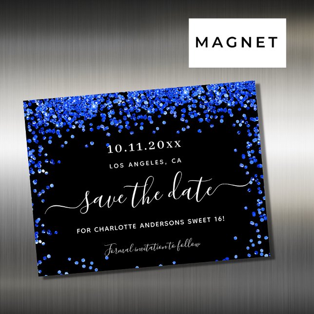 Carte Magnétique Sweet 16 noir bleu royal enregistrer l'aimant de d (Créateur téléchargé)