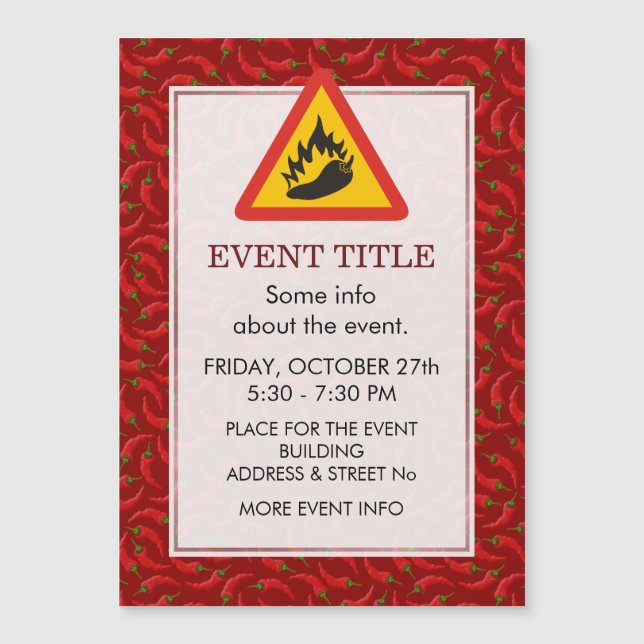 Carte Magnétique Symbole de danger de poivre chaud (Devant)