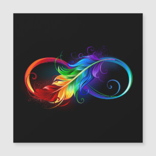 Carte Magnétique Symbole d'infini avec plume arc-en-ciel