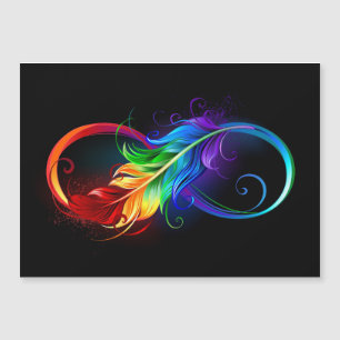 Carte Magnétique Symbole d'infini avec plume arc-en-ciel