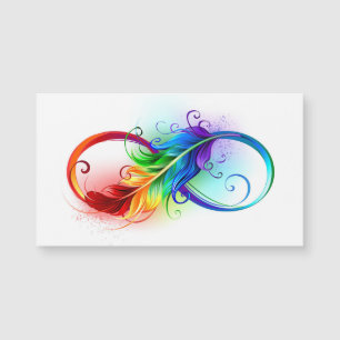Carte Magnétique Symbole d'infini avec plume arc-en-ciel