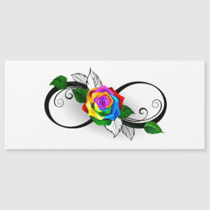 Carte Magnétique Symbole d'infini avec rose arc-en-ciel