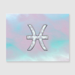 Carte Magnétique Symbole du zodiaque Poissons style nacre pastel