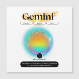 Carte Magnétique Symbole moderne Zodiac Gemini Citation Air Element