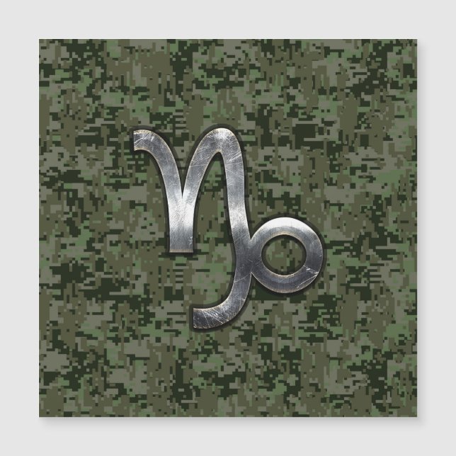 Carte Magnétique SYMBOLE Zodiaque Capricorne Camouflage boisé (Devant)