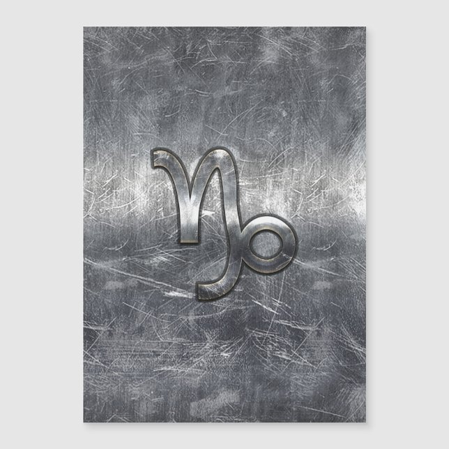 Carte Magnétique Symbole Zodiaque Capricorne d'argent Style acier (Devant)