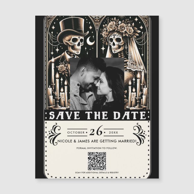 Carte Magnétique Tarot Skeletons Mariée Mariage de mariée Enregistr (Devant)