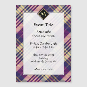 Carte Magnétique Tartan mauve, or et bleu