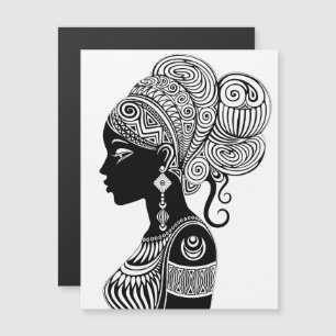Carte Magnétique Tatouage Tribal Portrait de Fille Africaine