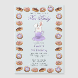 Carte Magnétique Tea party anniversaire de enfant avec lapin et bei