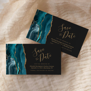 Carte Magnétique Teal Blue Gold Agate Dark Magnetic Enregistrez la 