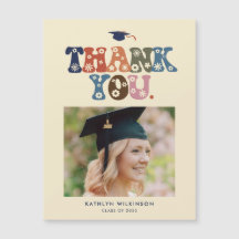 Tendance Retro Typographie Photo Graduation Merci