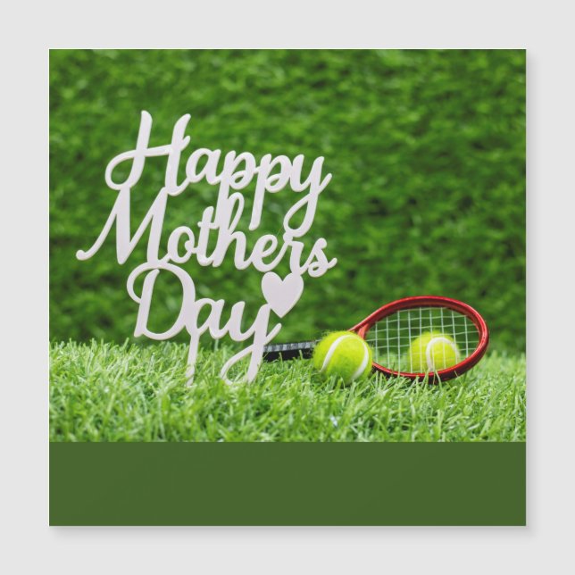 Carte Magnétique Tennis Fête des Mères avec balle et raquette sur v (Devant)