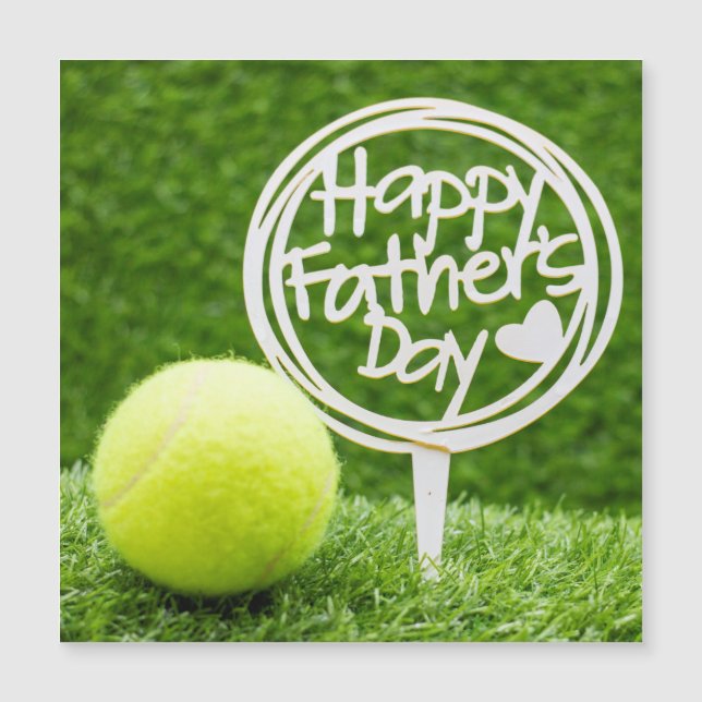 Carte Magnétique Tennis Joyeuse fête du Père sur l'herbe verte (Devant)