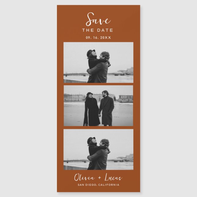 Carte Magnétique Terracotta Photo Film Strip Mariage magnétique (Devant)
