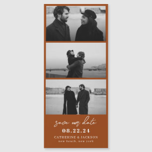 Carte Magnétique Terracotta Photo Strip Wedding Enregistrer la date