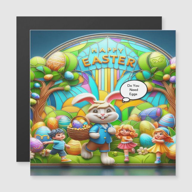 Carte Magnétique Terre magique de lapin de Pâques (Devant / Derrière)