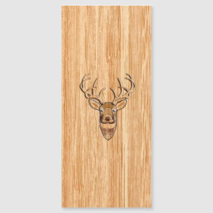 Carte Magnétique Tête de cerf blanc élégant grain de bois clair
