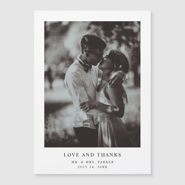 Carte Magnétique Texte et photo simple et élégant | MERCI MARIAGE (Devant)