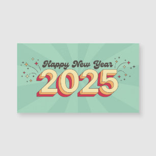 Carte Magnétique texte funky 2025 bonne année