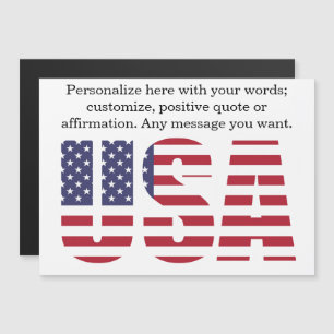 Carte Magnétique Texte Personnalisé USA Patriotic Magnetic Grey Car