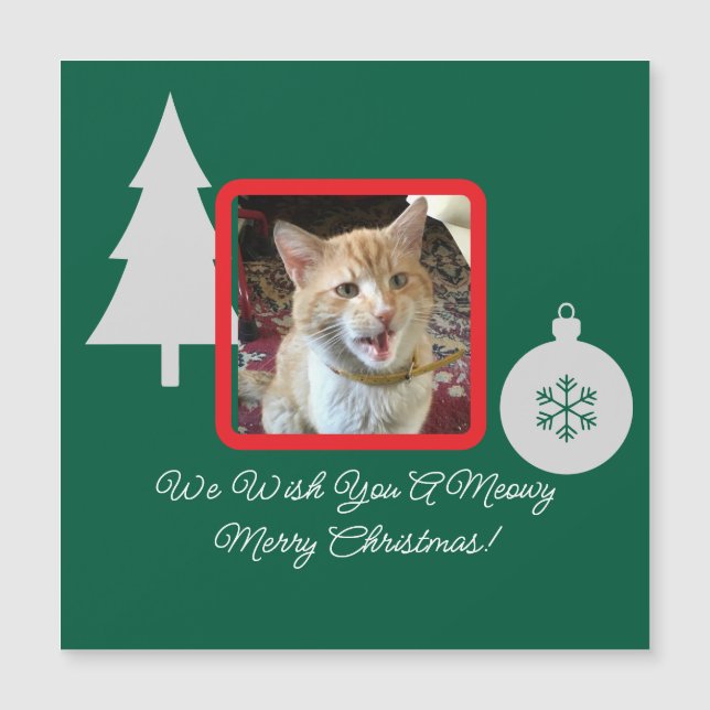 Carte Magnétique Texte Photo Cat personnalisable, Noël, (Devant)