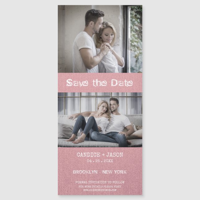 Carte Magnétique Textile rose Textile Couple romantique (Devant)