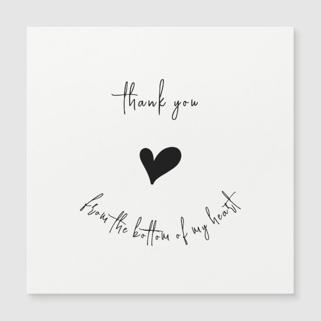 Carte Magnétique Thank You Heart Minimalist Magnetic Card (Devant)