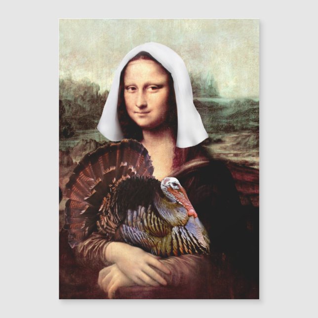 Carte Magnétique Thanksgiving Mona Lisa Pilgrim (Devant)