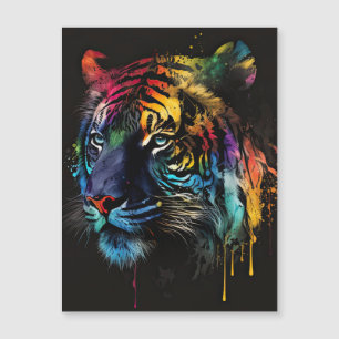 Carte Magnétique Tigre de Sibérie, Couleurs Arc-en-Ciel, Big Cat Ar
