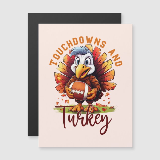 Carte Magnétique Touchdown et Turquie Thanksgiving (Devant / Derrière)
